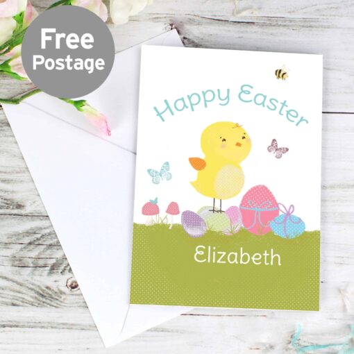 (product) Personalised Easter Meadow Chick Card