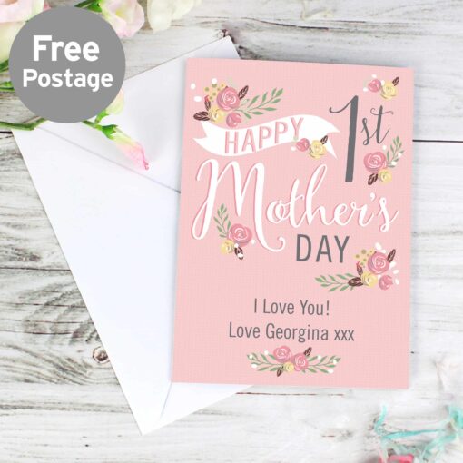 (product) Personalised Floral Bouquet 1st Mother's Day Card