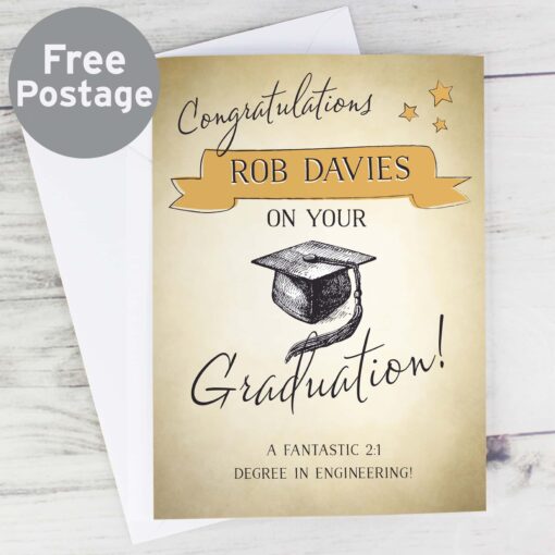 (product) Personalised Gold Star Graduation Card
