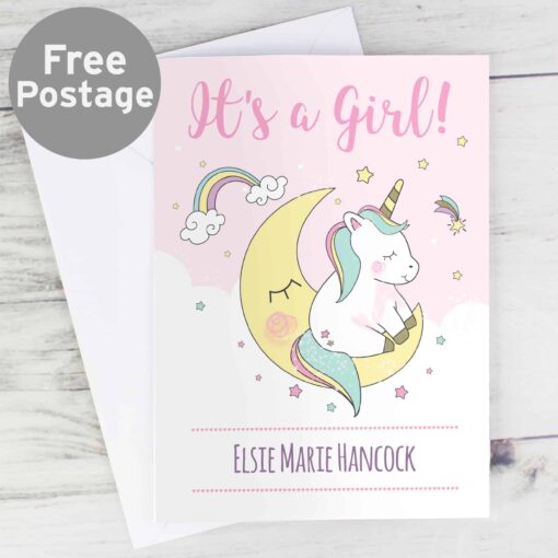 (product) Personalised Baby Unicorn Card