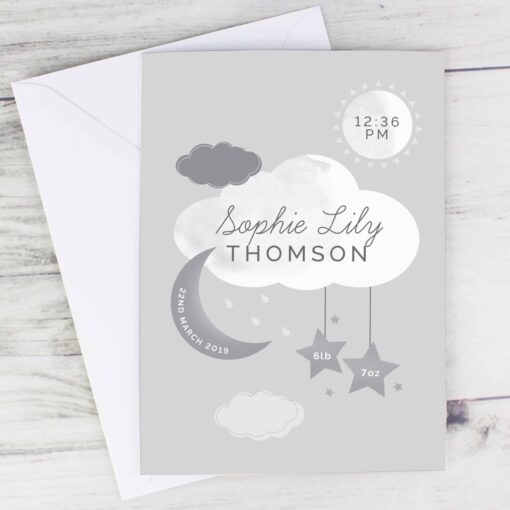 (product) Personalised New Baby Moon & Stars Card