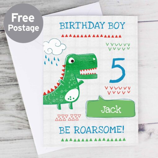 (product) Personalised 'Be Roarsome' Dinosaur Card