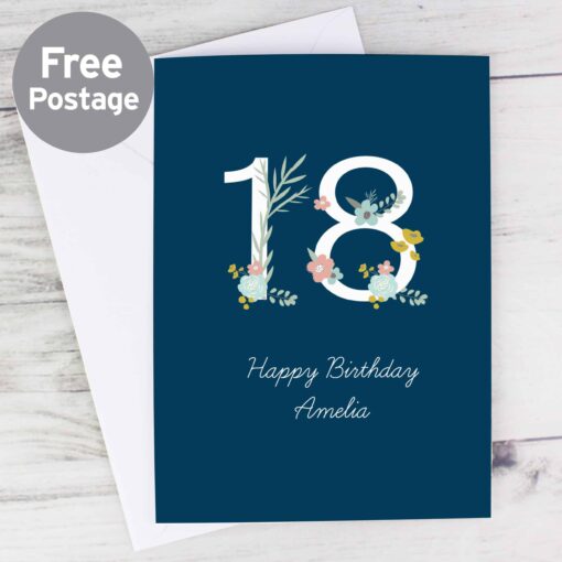 (product) Personalised Floral Age Birthday Card
