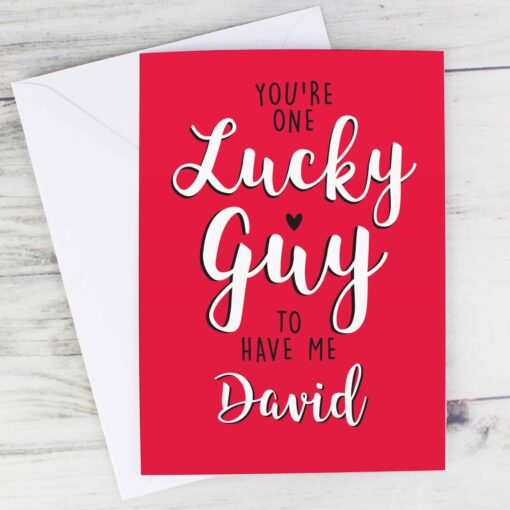 (product) Personalised You're One Lucky Guy Card