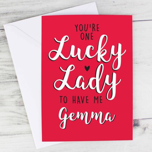 (product) Personalised You're One Lucky Lady Card