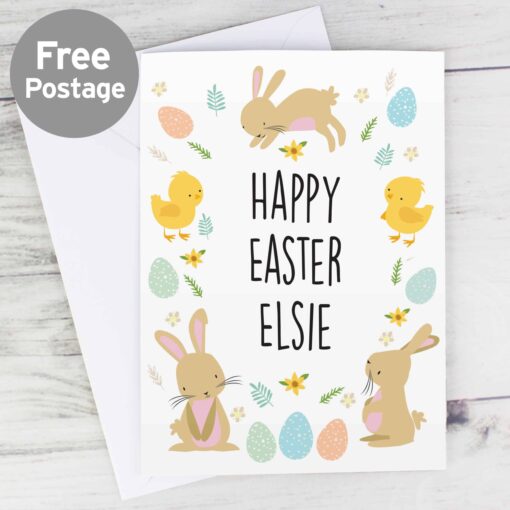 (product) Personalised Easter Bunny & Chick Card