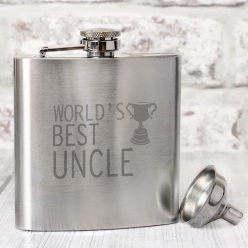 (product) Worlds Best Uncle Hip Flask