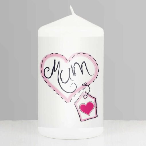 (product) Mum Heart Stitch Pillar Candle