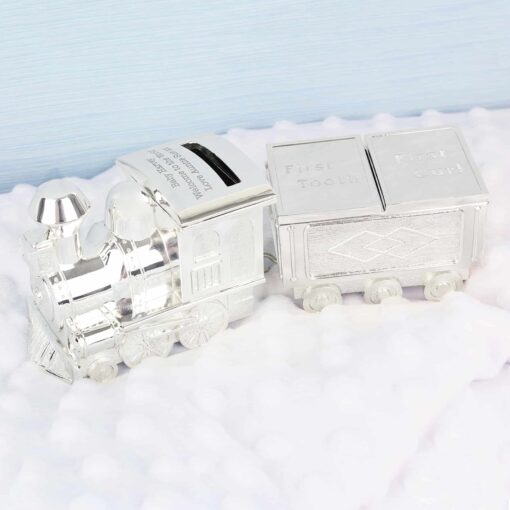 (product) Personalised Train Money Box with Tooth & Curl Trinket Box