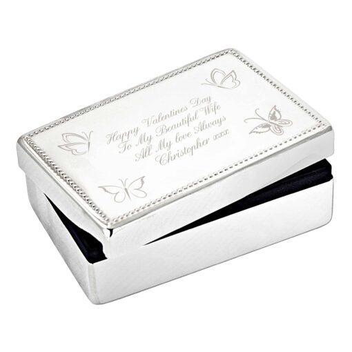 (product) Personalised Butterfly Rectangular Jewellery Box