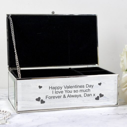(product) Personalised Hearts Mirrored Jewellery Box