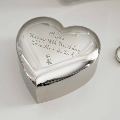 (product) Personalised Butterfly Heart Trinket Box