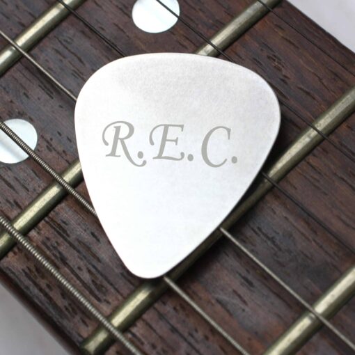 (product) Personalised Initials Silver Plectrum