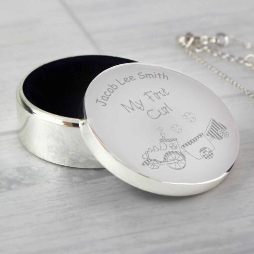 (product) Personalised Train My First Curl Trinket Box