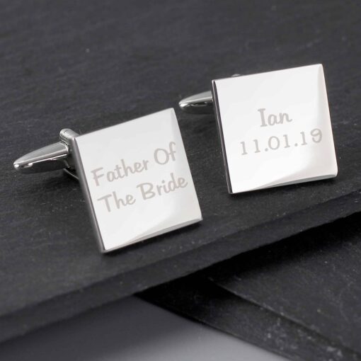 (product) Personalised Wedding Role Square Cufflinks - 2 lines