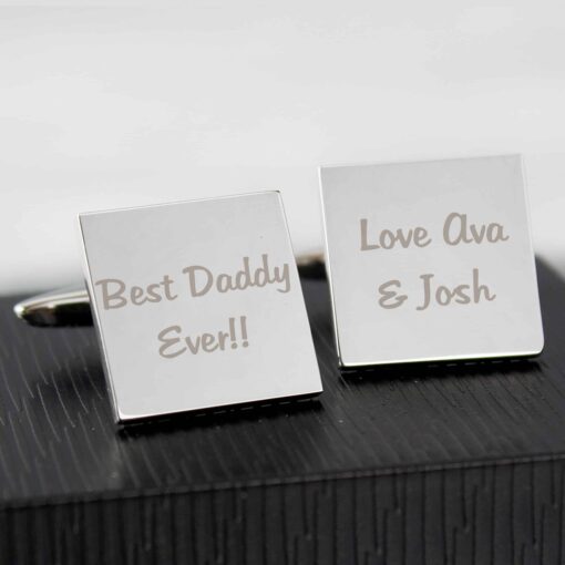 (product) Personalised Any Message Square Cufflinks - 2 lines