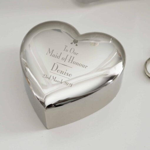 (product) Personalised Decorative Wedding Maid of Honour Heart Trinket Box
