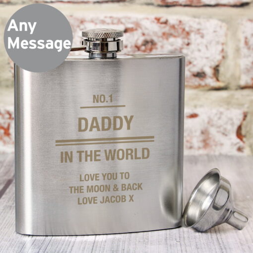 (product) Personalised Any Message Stainless Steel Hip Flask