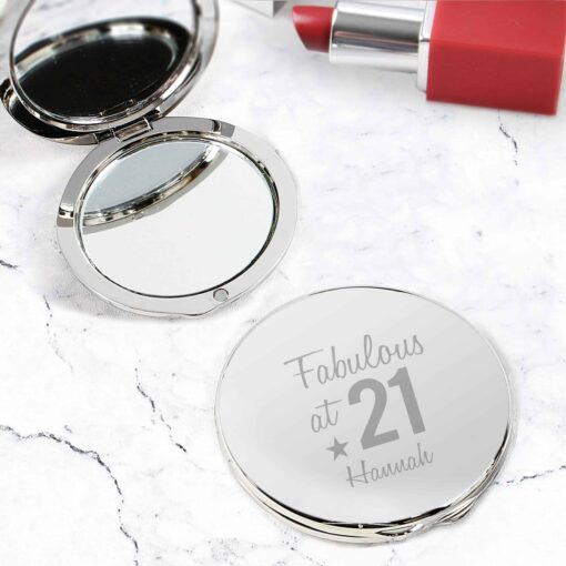 (product) Personalised Fabulous Birthday Big Age Compact Mirror