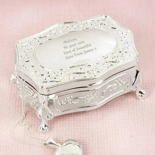 (product) Personalised Any Message Small Antique Trinket Box