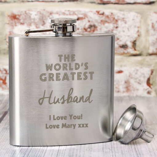 (product) Personalised 'The World's Greatest' Hip Flask