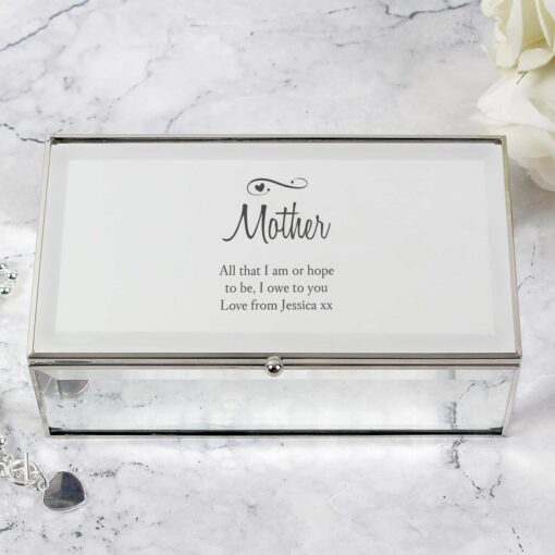 (product) Personalised Swirls & Hearts Mirrored Jewellery Box