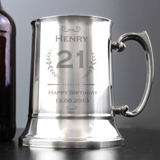 (product) Personalised Age Crest Stainless Steel Tankard