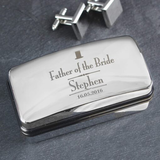 (product) Personalised Decorative Wedding Father of the Bride Cufflink Box