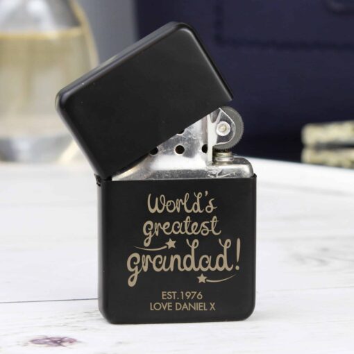 (product) Personalised 'World's Greatest Grandad' Black Lighter