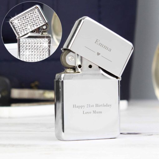 (product) Personalised Decorative Heart Diamante Lighter