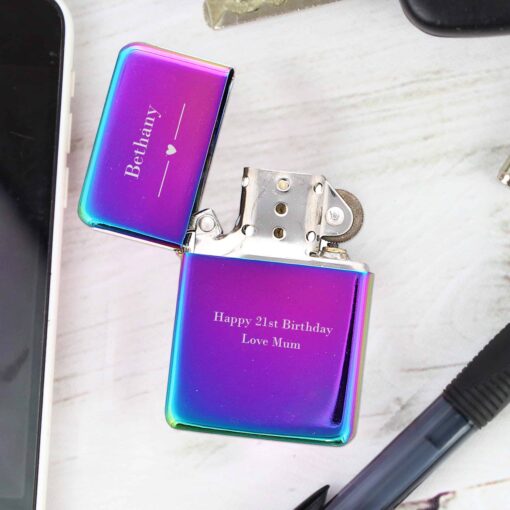 (product) Personalised Decorative Heart Rainbow Lighter