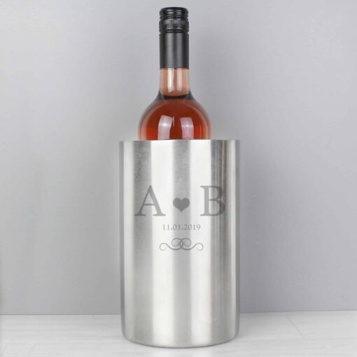 (product) Personalised Monogram Stainless Steel Wine Cooler