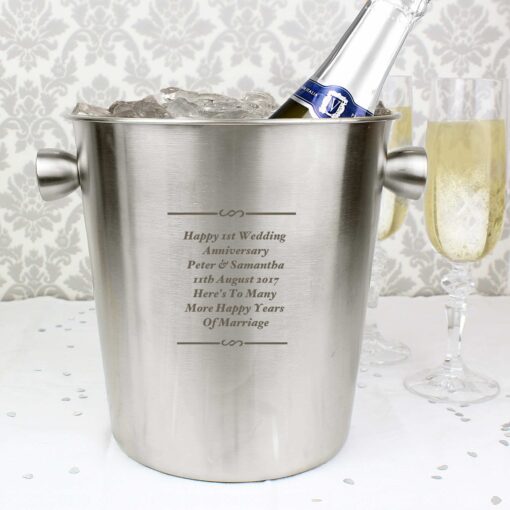 (product) Personalised Any Message Stainless Steel Ice Bucket