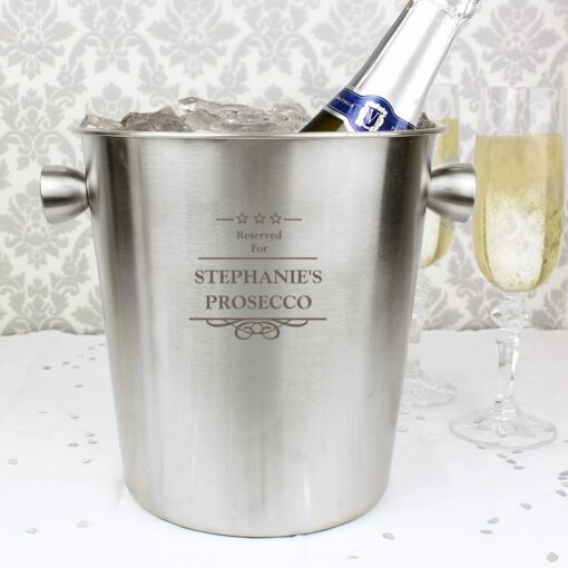 (product) Personalised Decorative Stainless Steel Ice Bucket