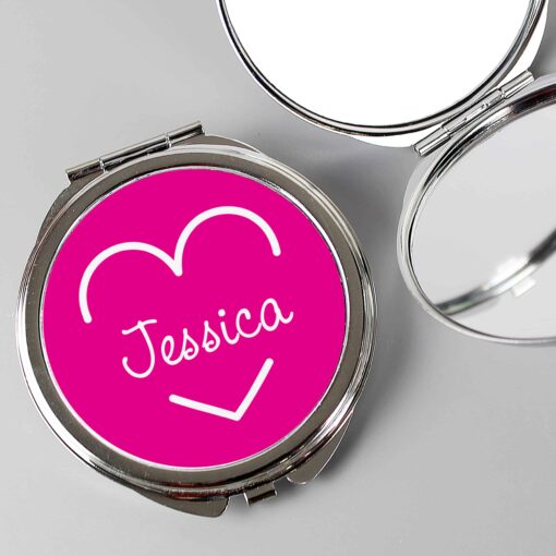 (product) Personalised Pink Name Island Compact Mirror