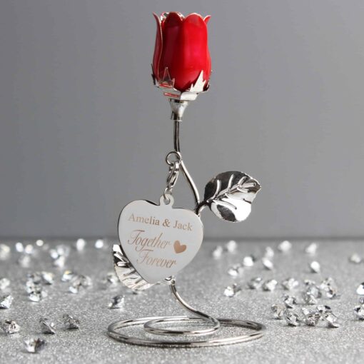 (product) Personalised Together Forever Red Rose Bud Ornament
