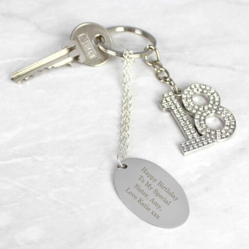 (product) Personalised Free Text Diamante 18 Keyring