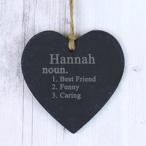 (product) Personalised Word Definition Slate Heart Decoration