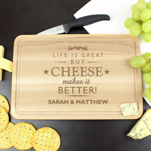 (product) Personalised Cheese Makes Life Better... Wooden Cheese Board