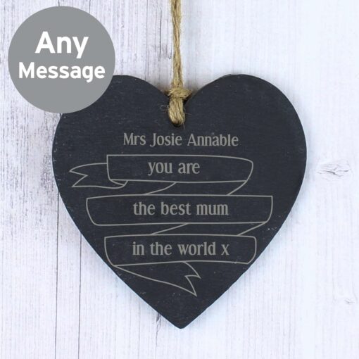 (product) Personalised Garden Bloom Slate Heart Decoration