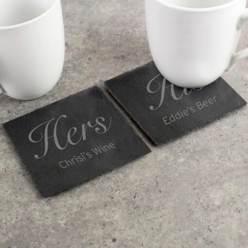 (product) Personalised His and Hers Slate Coaster Set