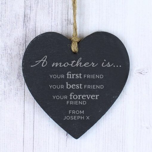 (product) Personalised 'A Mother Is' Slate Heart Decoration