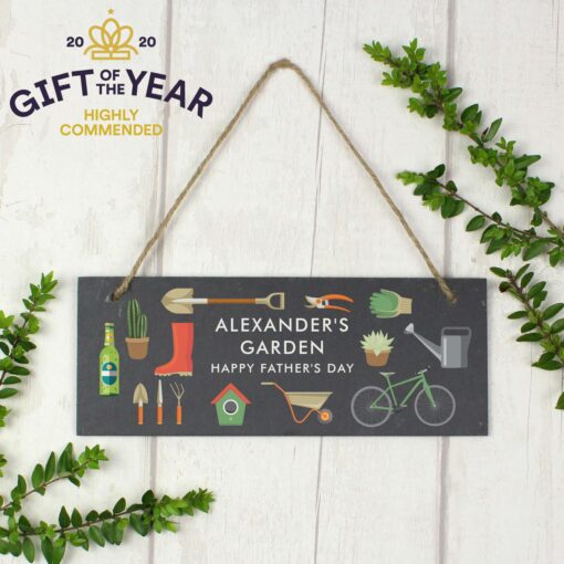 (product) Personalised Garden Printed Hanging Slate Plaque