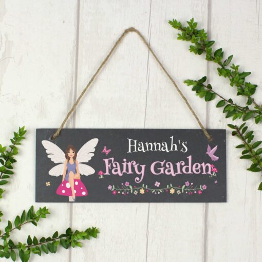 (product) Personalised Fairy Garden Printed Hanging Slate Plaque