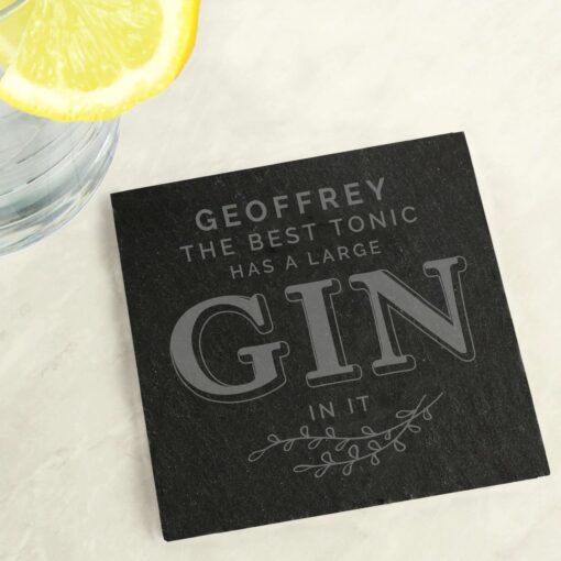 (product) Personalised Gin & Tonic Single Slate Coaster