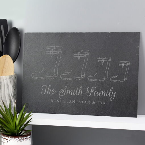 (product) Personalised Welly Boot Family of Four Slate