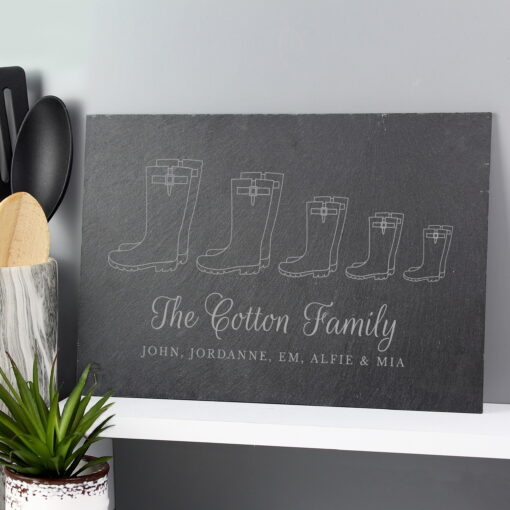 (product) Personalised Welly Boot Family of Five Slate