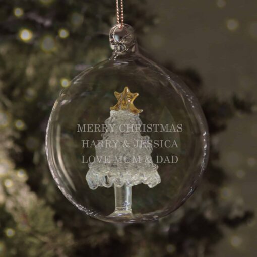 (product) Personalised Glass Christmas Tree Bauble