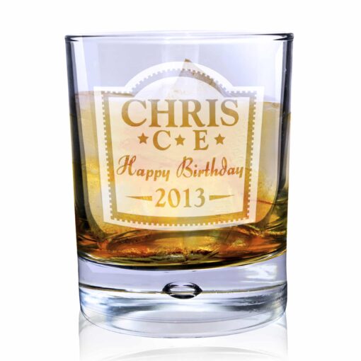 (product) Personalised Brandy Design Tumbler Bubble Glass