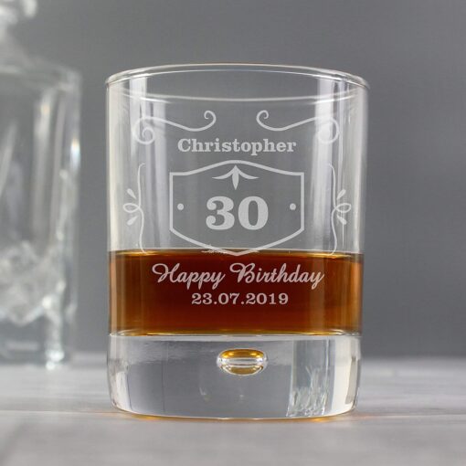 (product) Personalised Classic Whisky Style Tumbler Bubble Glass